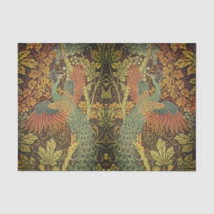 Peacock and oakleaf floral Victorian jacquard Tissue Paper