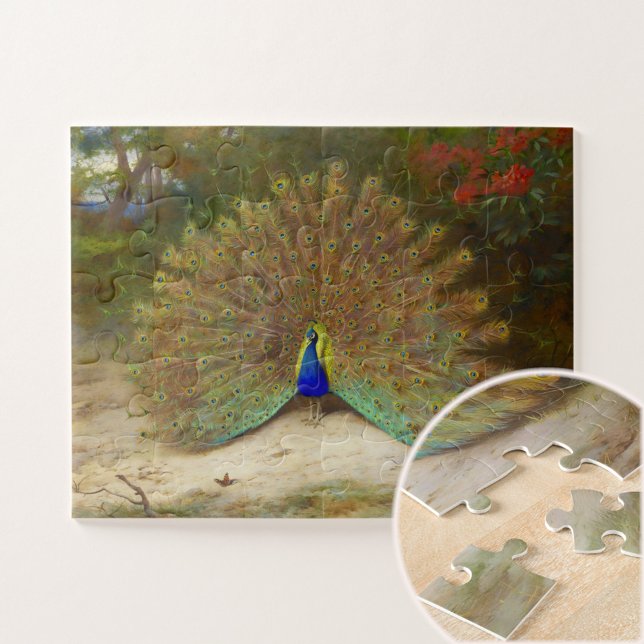 Peacock and Peacock Butterfly, Art Illustration Jigsaw Puzzle (Creator Uploaded)