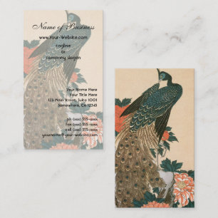 Peacock and Peonies by Ando Hiroshige Business Card