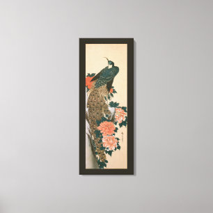 Peacock and Peonies by Hiroshige, Japanese Art Canvas Print