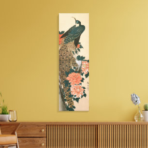 Peacock and Peonies by Hiroshige, Japanese Art Canvas Print