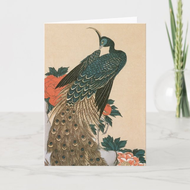 Peacock and Peonies by Hiroshige, Japanese Art Card (Front)
