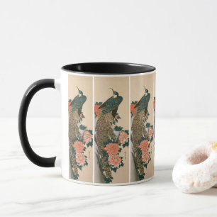 Peacock and Peonies by Hiroshige, Japanese Art Mug