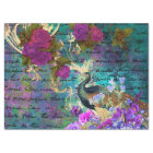 Peacock and Purple Flowers Decoupage