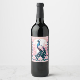 Peacock and Roses Wine Label