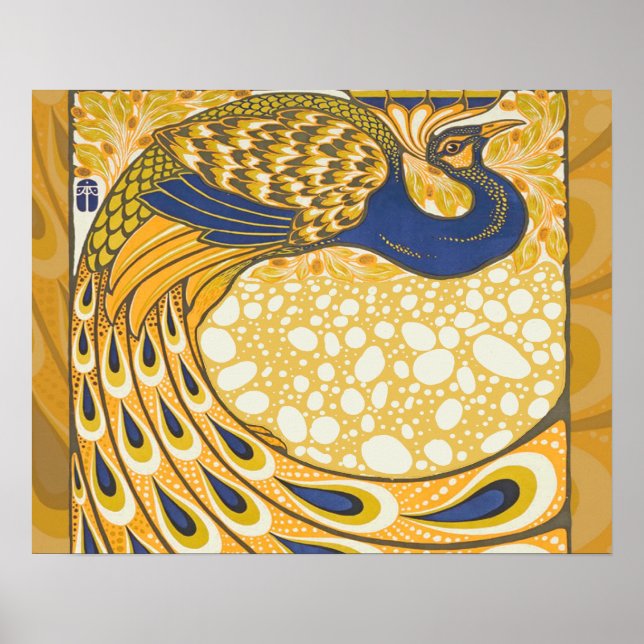 Peacock Antique Vintage Colorful Poster (Front)