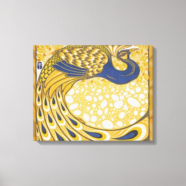 Peacock Antique Vintage Colourful Canvas Print (Front)