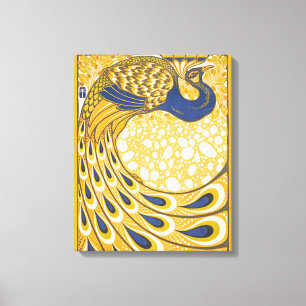 Peacock Antique Vintage Colourful Canvas Print