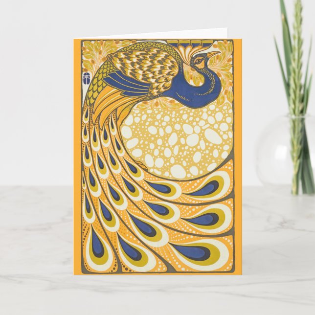 Peacock Antique Vintage Colourful Card (Front)
