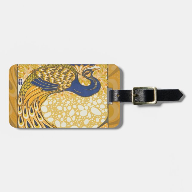 Peacock Antique Vintage Colourful Luggage Tag (Front Horizontal)
