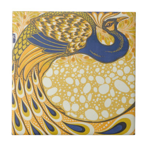 Peacock Antique Vintage Colourful Tile