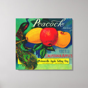 Peacock Apple Crate LabelWatsonville, CA Canvas Print