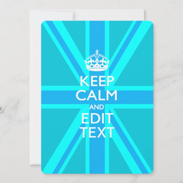 Peacock Aqua Keep Calm And Your Text Union Jack (Front)