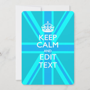 Peacock Aqua Keep Calm And Your Text Union Jack