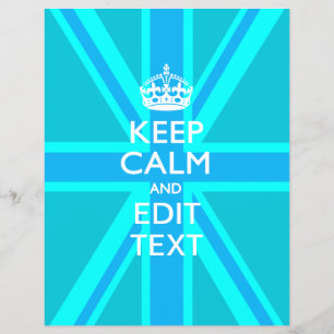 Peacock Aqua Keep Calm And Your Text Union Jack Flyer
