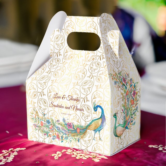 Peacock Arabian pattern Indian wedding favour gift Box (Peacock Arabian pattern Indian wedding favor gift Favor Box beautiful peacock favors Hindu wedding )