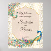 Peacock Arabian pattern Indian wedding welcome