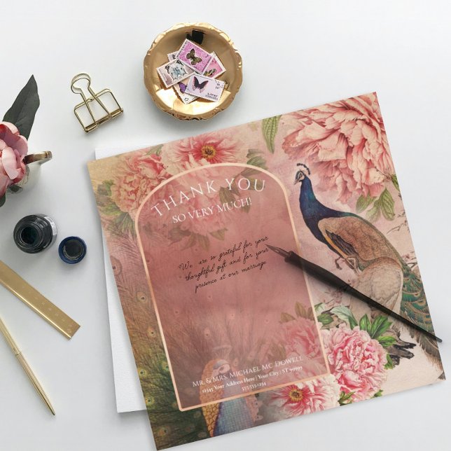 Peacock Arch Blush Pink Peony Flower Thank You (Creator Uploaded)