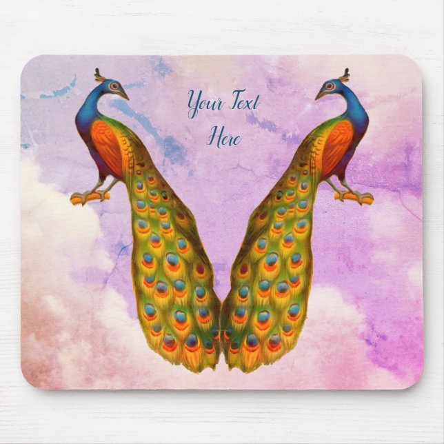 Peacock Art Animal Personalised Mouse Mat (Front)