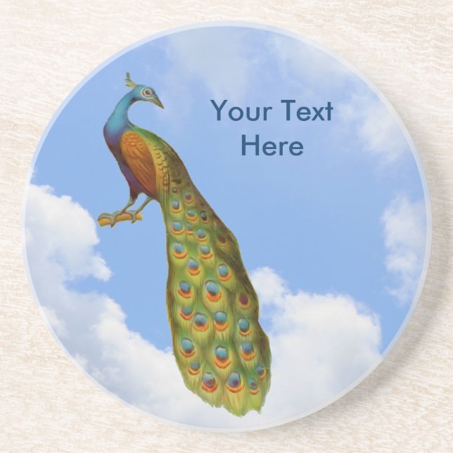 Peacock Art Customisable Animal Coaster (Front)