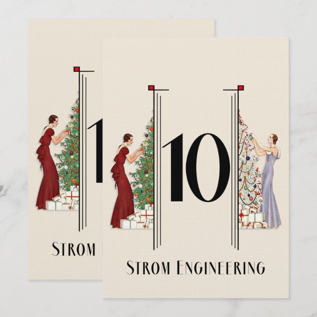 Peacock Art Deco Flair Christmas Table Number 10 (Front/Back)