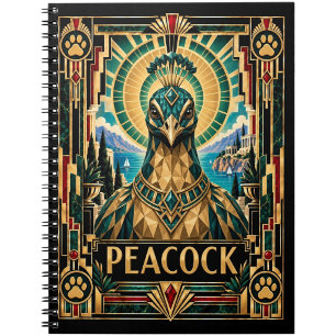 Peacock, Art Deco Wildlife Notebook