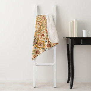 Peacock Art Morris Style Sherpa Blanket
