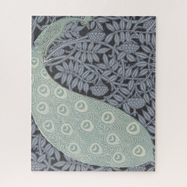 Peacock Art Nouveau Bird Classic Jigsaw Puzzle (Vertical)