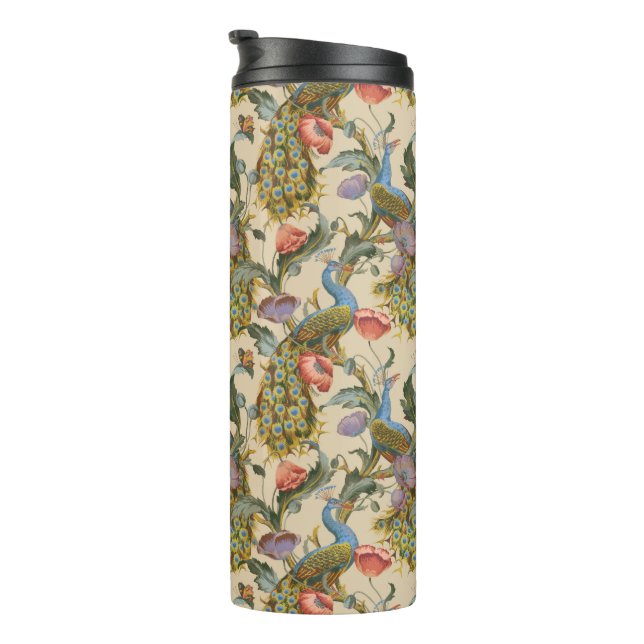 Peacock Art Nouveau Floral Pattern Thermal Tumbler (Rotated Right)