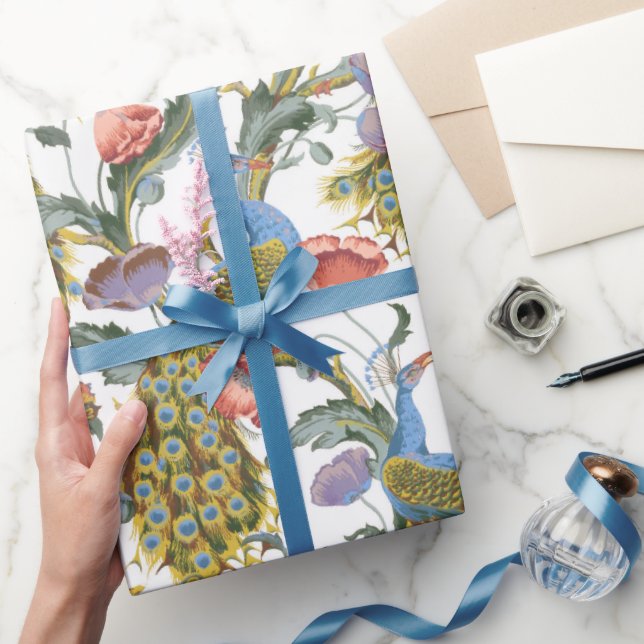 Peacock Art Nouveau Floral Pattern Wrapping Paper (Gifting)
