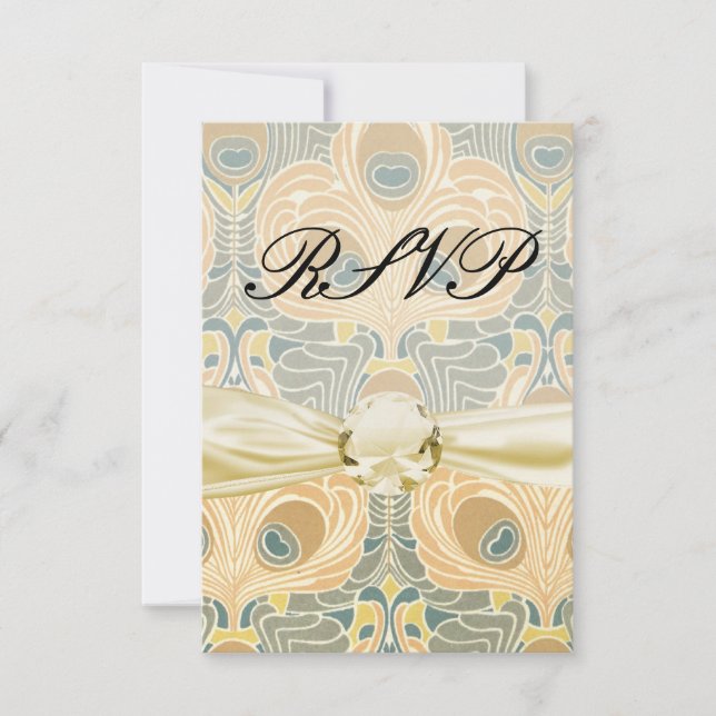 peacock art nouveau RSVP card (Front)