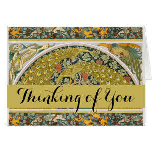 Peacock Art Nouveau Style round intricate design