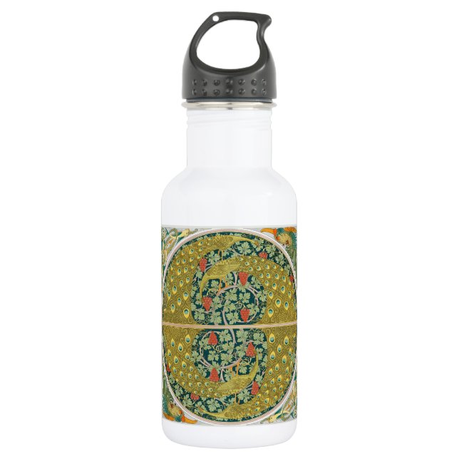 Peacock Art Nouveau Style round intricate design 532 Ml Water Bottle (Front)