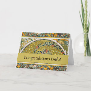 Peacock Art Nouveau Style round intricate design Card
