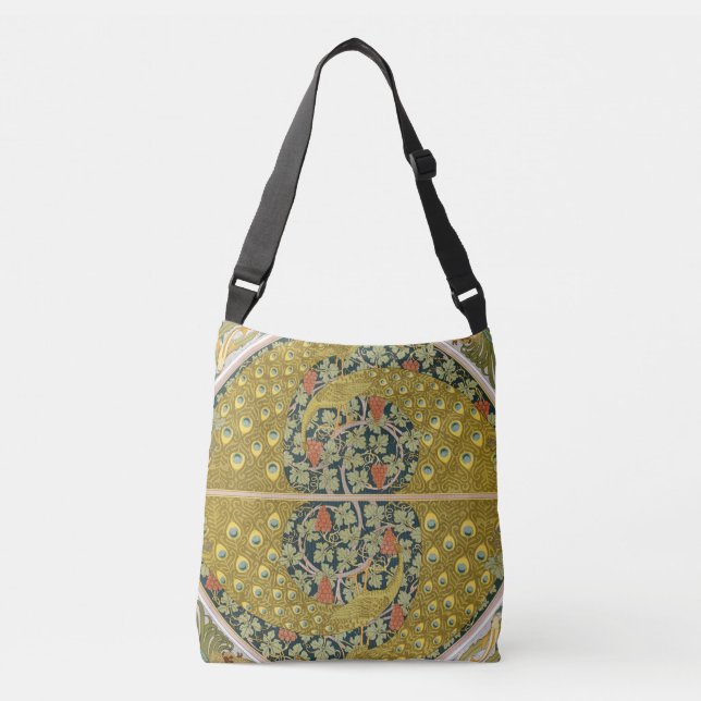 Peacock Art Nouveau Style round intricate design Crossbody Bag (Front)