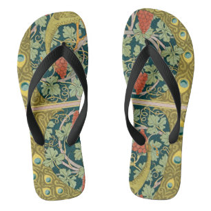 Peacock Art Nouveau Style round intricate design Flip Flops