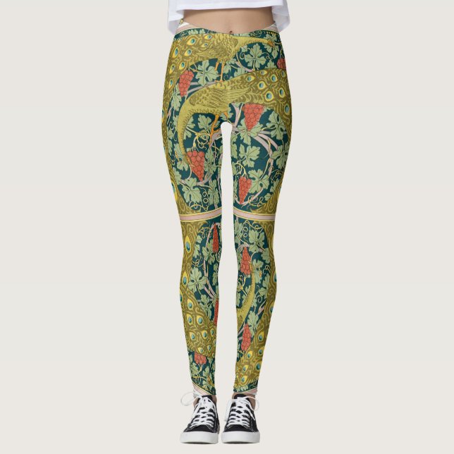 Peacock Art Nouveau Style round intricate design Leggings (Front)