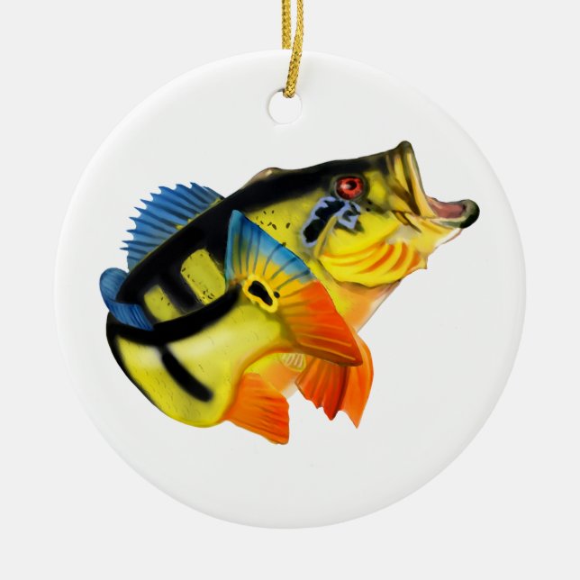 Peacock Bass Ceramic Tree Decoration (Front)