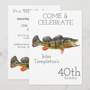 Peacock Bass Fishing Adult Men's Birthday 40th Invitation
