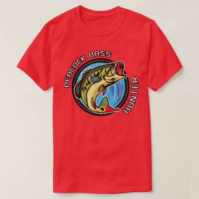 Peacock Bass Hunter, Fish T  T-Shirt (Design Front)