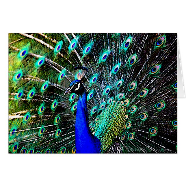 Peacock Batik 2 (blank card) (Front Horizontal)