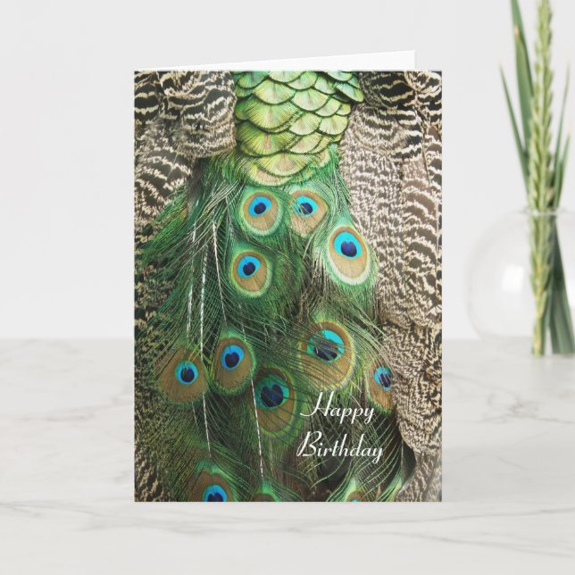 Peacock Beauty - Birthday Greeting Card (Front)