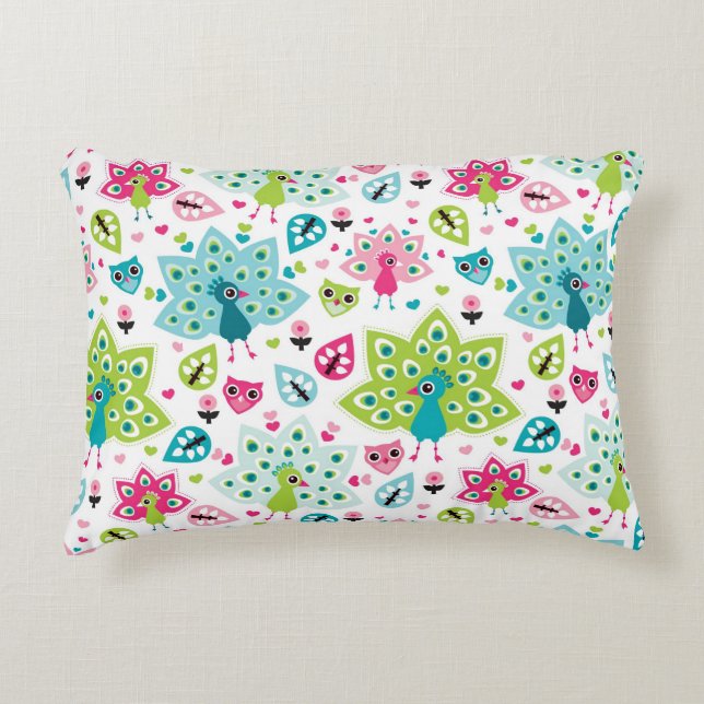 peacock bird and owl decorative cushion (Front)