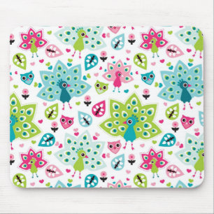 peacock bird and owl mouse mat