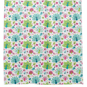 peacock bird and owl shower curtain