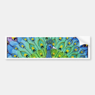 Peacock bird animation bumper sticker