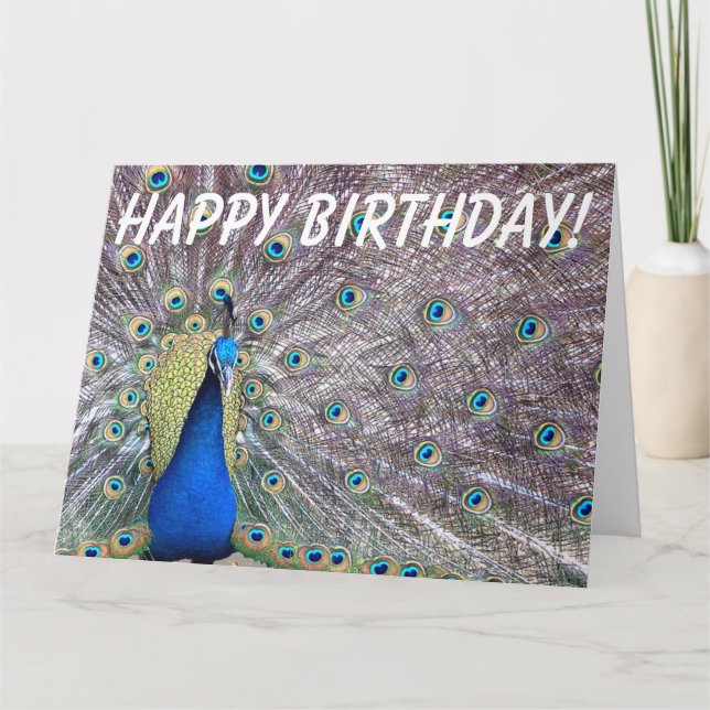 Peacock Bird Birthday Big Greeting Card (Front)