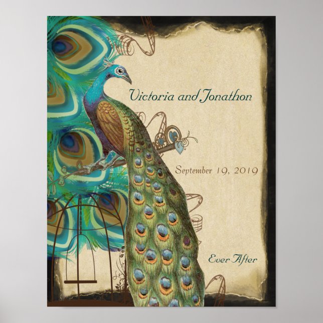Peacock Bird Cage Print Wedding Reception (Front)