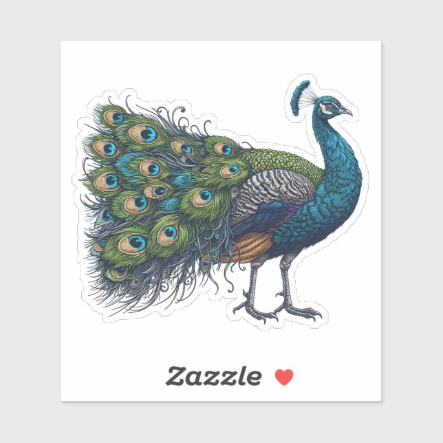 Peacock bird Custom-Cut Vinyl Sticker (Sheet)