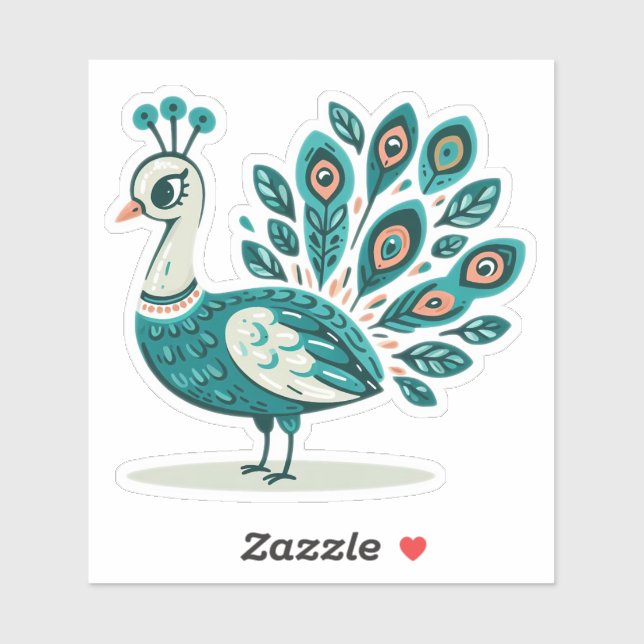 Peacock bird Custom-Cut Vinyl Sticker (Sheet)